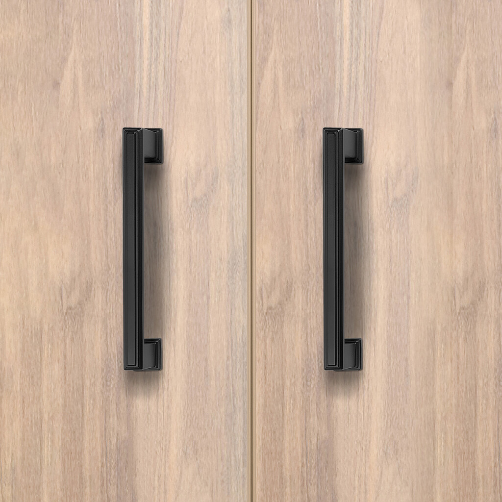 Lot of 5 furniture handles Tanger, L147.5mm, 128mm interaxis, Zamak, Black painted-4