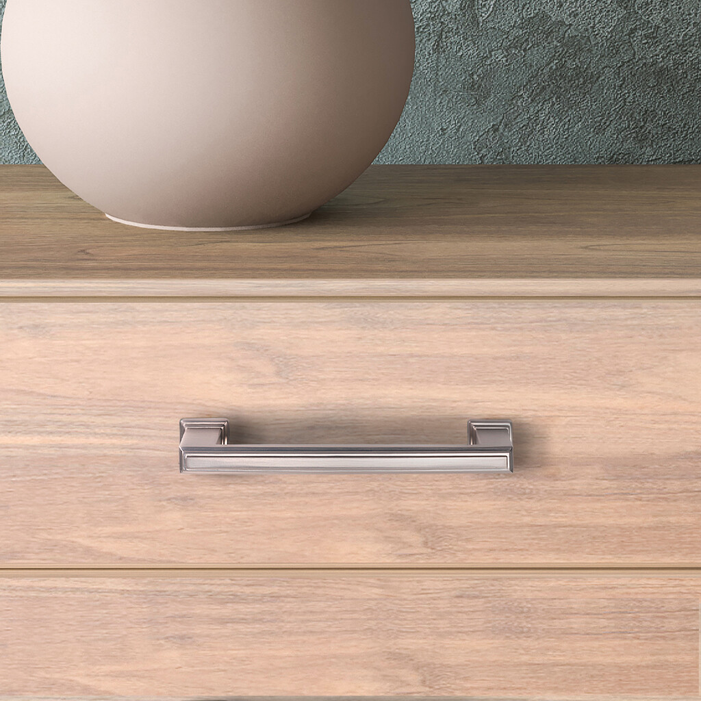 Lot of 5 furniture handles Tanger, L147.5mm, 128mm interaxis, Zamak, Satin finished nickel-2
