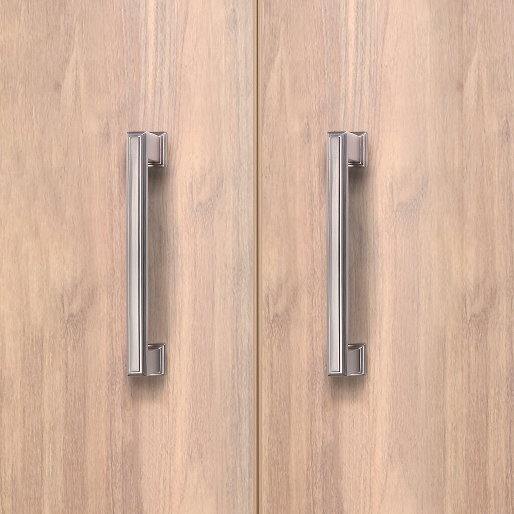 Lot of 5 furniture handles Tanger, L147.5mm, 128mm interaxis, Zamak, Satin finished nickel-4