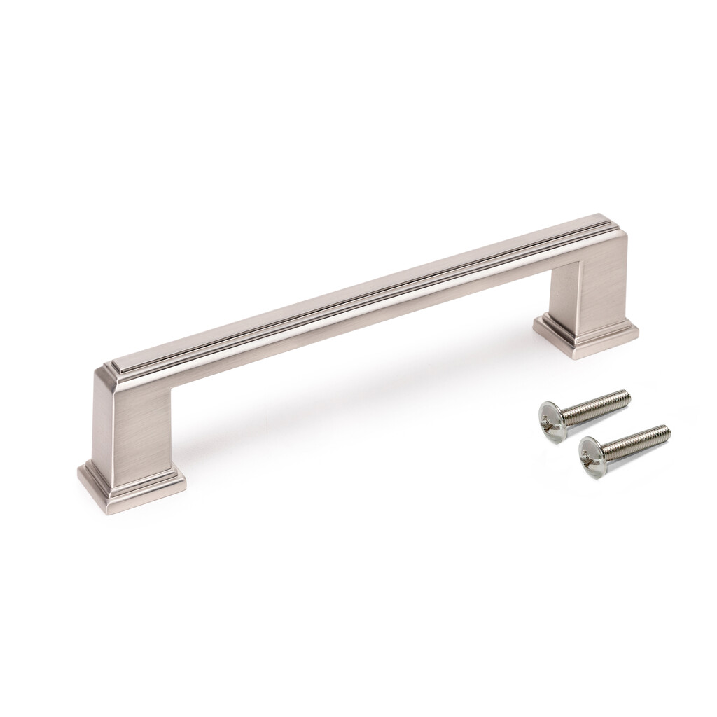Lot of 5 furniture handles Tanger, L147.5mm, 128mm interaxis, Zamak, Satin finished nickel-5