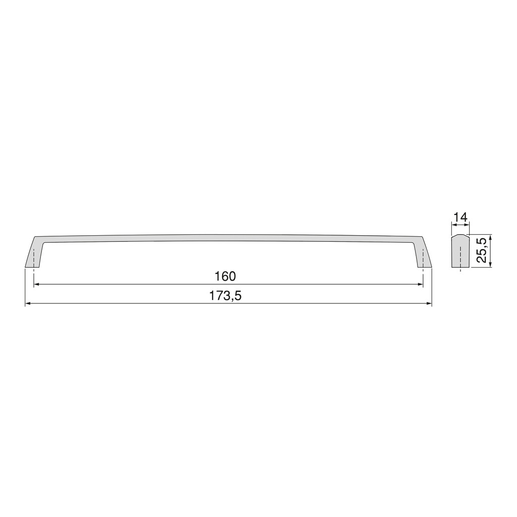 Lot de 10 poignées pour meubles Canton, L174mm, entraxe 160mm, Zamak, Nickel satiné-1
