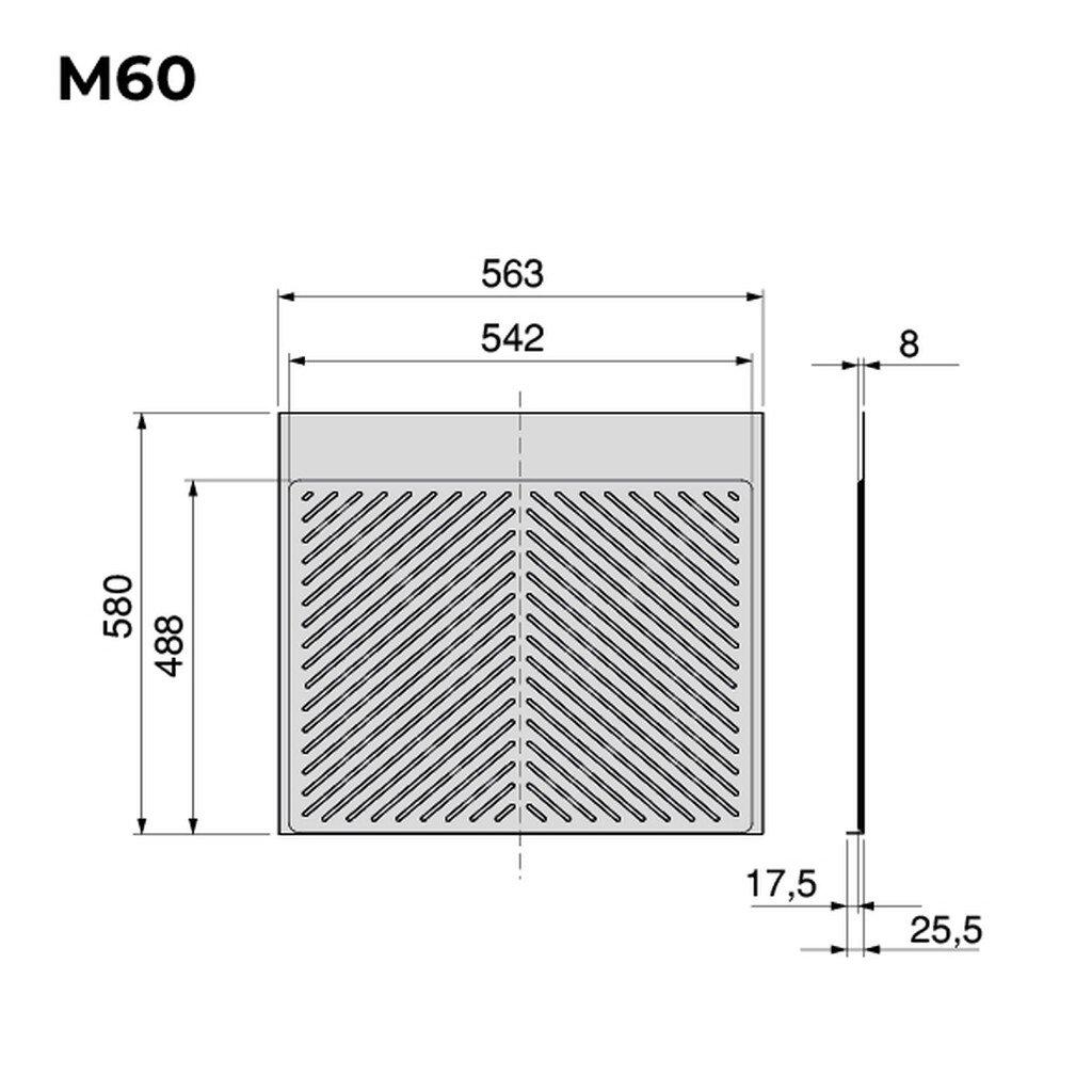 Protector fondo fregadero Sink para mueble de cocina, M60, 563x580mm, espesor de tablero 18mm, cortable, Plástico, Gris antracita-1