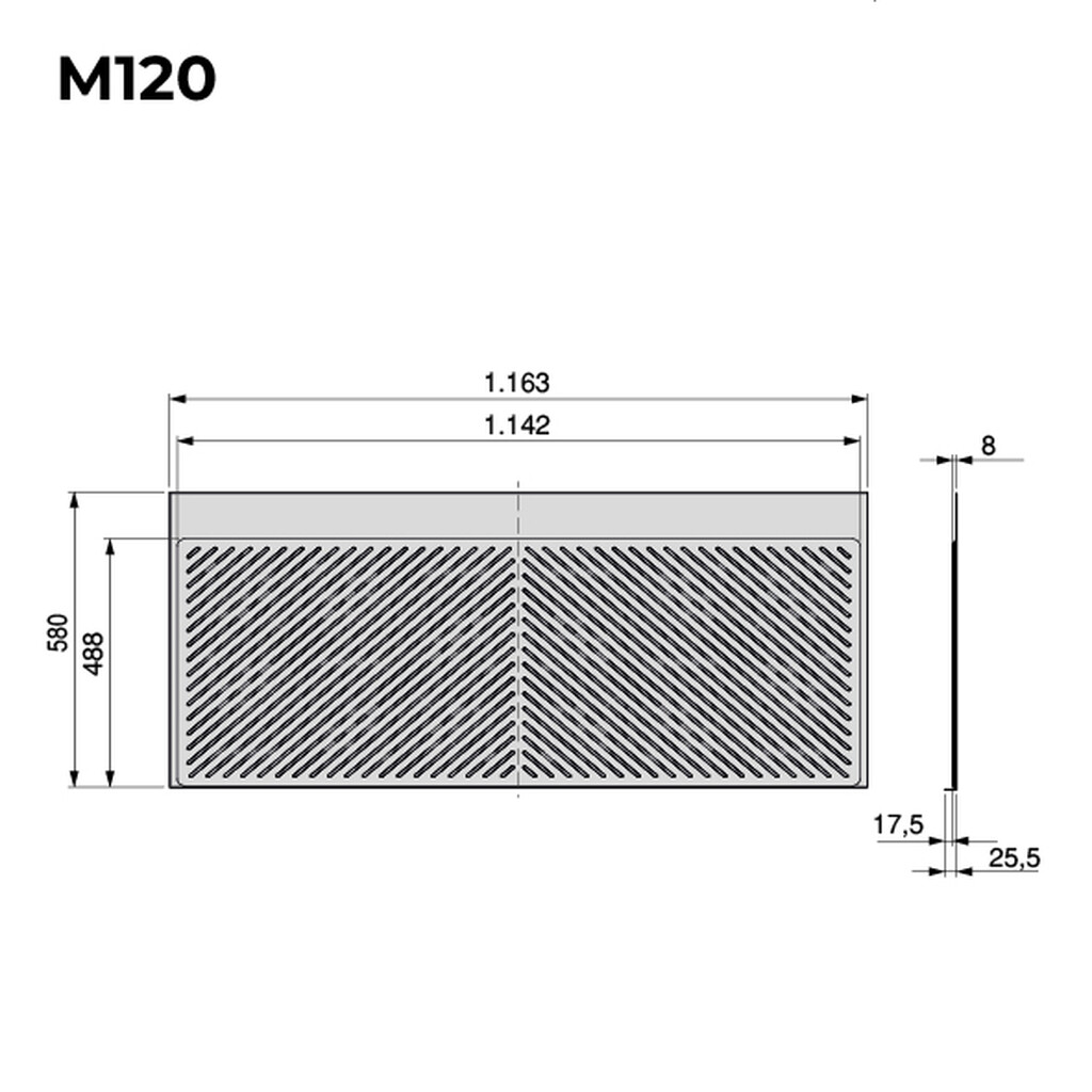Schutz für Böden von Küchenmöbeln Modell Sink, M120, 1163x580mm, Brettstärke 18mm, schneidbar, Kunststoff, Anthrazitgrau-1