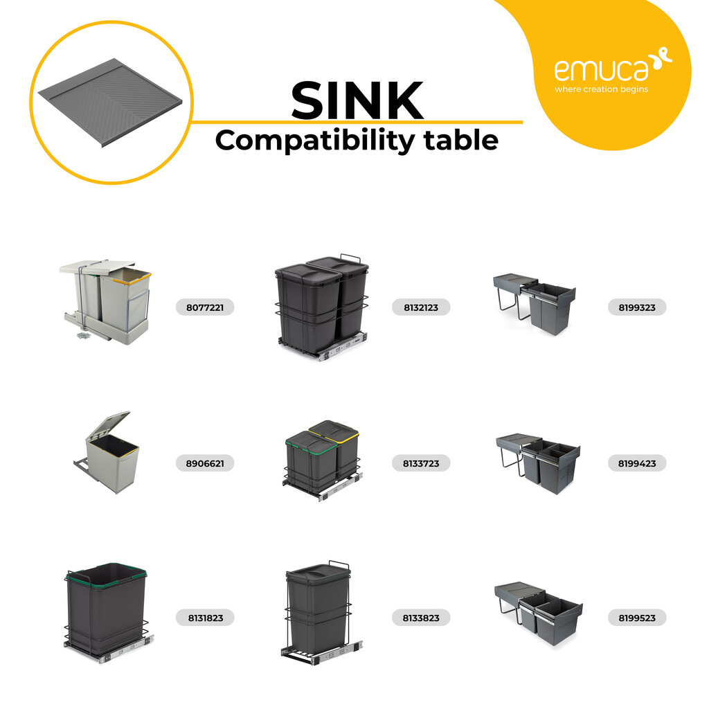 Protecteurs fond pour la cuisine Sink, M100, 963x580mm, épaisseur de la planchet 18mm, découpable, Plastique, Gris antracite-9