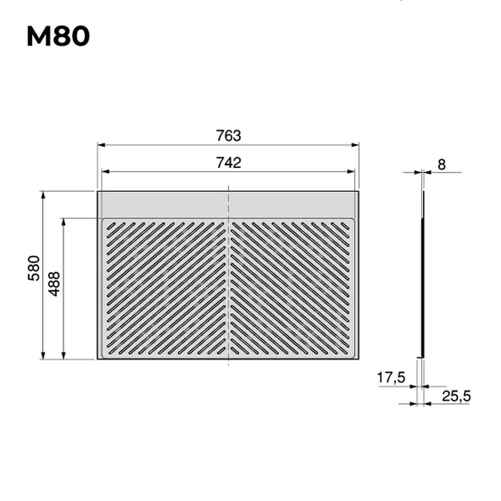 Schutz für Böden von Küchenmöbeln Modell Sink, M80, 763x580mm, Brettstärke 18mm, schneidbar, Kunststoff, Anthrazitgrau-1
