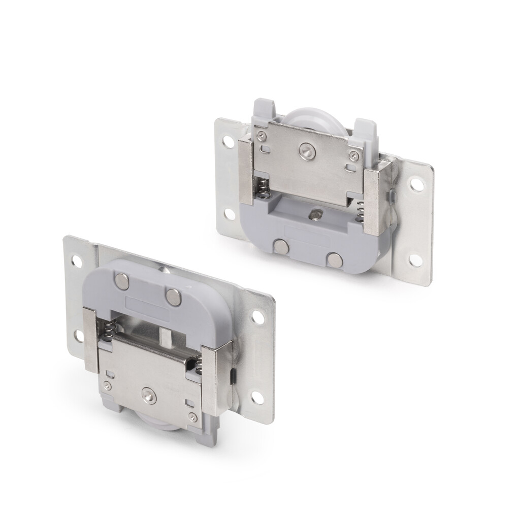 Sistema Flow 60 para um móvel de 3 portas de correr de madeira apoiadas com fecho suave, 3 portas, Aço e Plástico-5