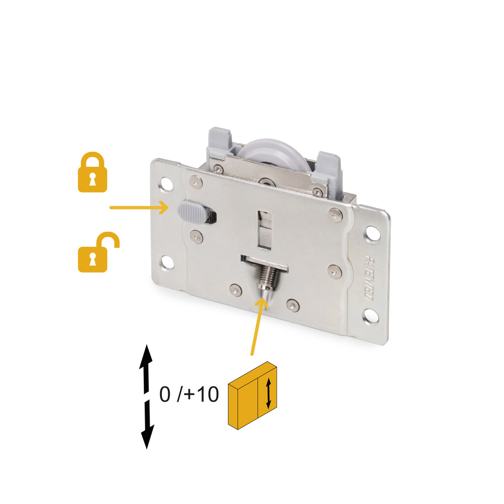 Sistema Flow 60 para um móvel de 3 portas de correr de madeira apoiadas com fecho suave, 3 portas, Aço e Plástico-6
