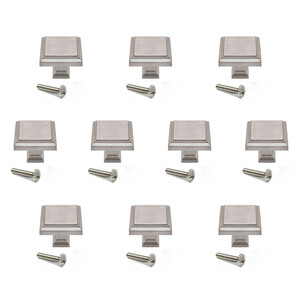 Lot de 10 furniture knobs Ceuta, 31.5x31.5mm, Zamak, Satin finished nickel product photo
