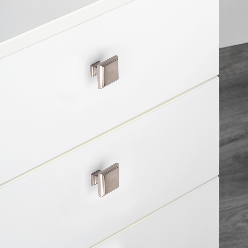 Lot de 10 furniture knobs Ceuta, 31.5x31.5mm, Zamak, Satin finished nickel-2