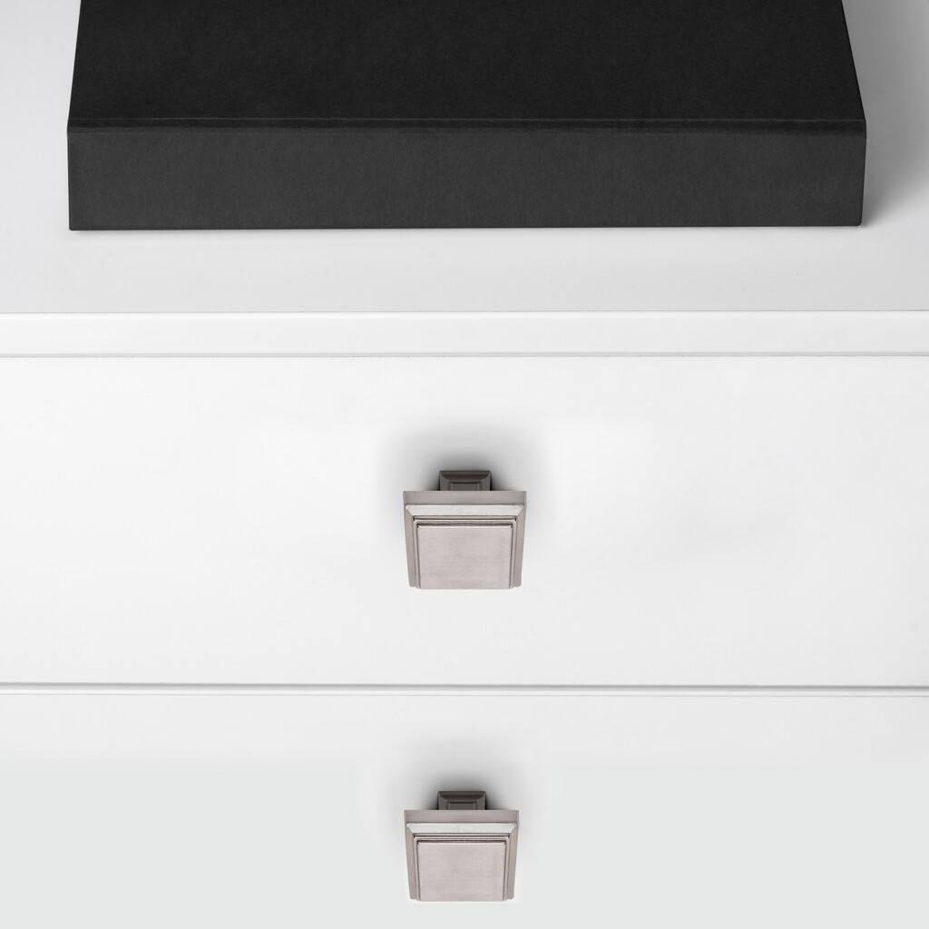 Lot de 10 furniture knobs Ceuta, 31.5x31.5mm, Zamak, Satin finished nickel-4