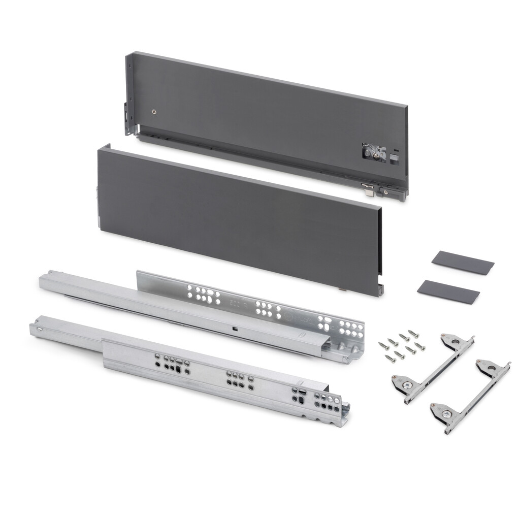 Vertex with 3D regulation External drawer, height 178mm, 40kg, depth 400mm, Steel, Anthracite Grey-Primary