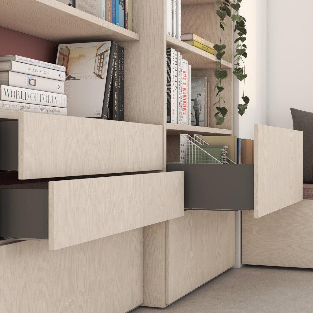 Tiroir extérieur Vertex avec réglages 3D hauteur 178mm, 60kg, profondeur 500mm, acier, Gris antracite-4