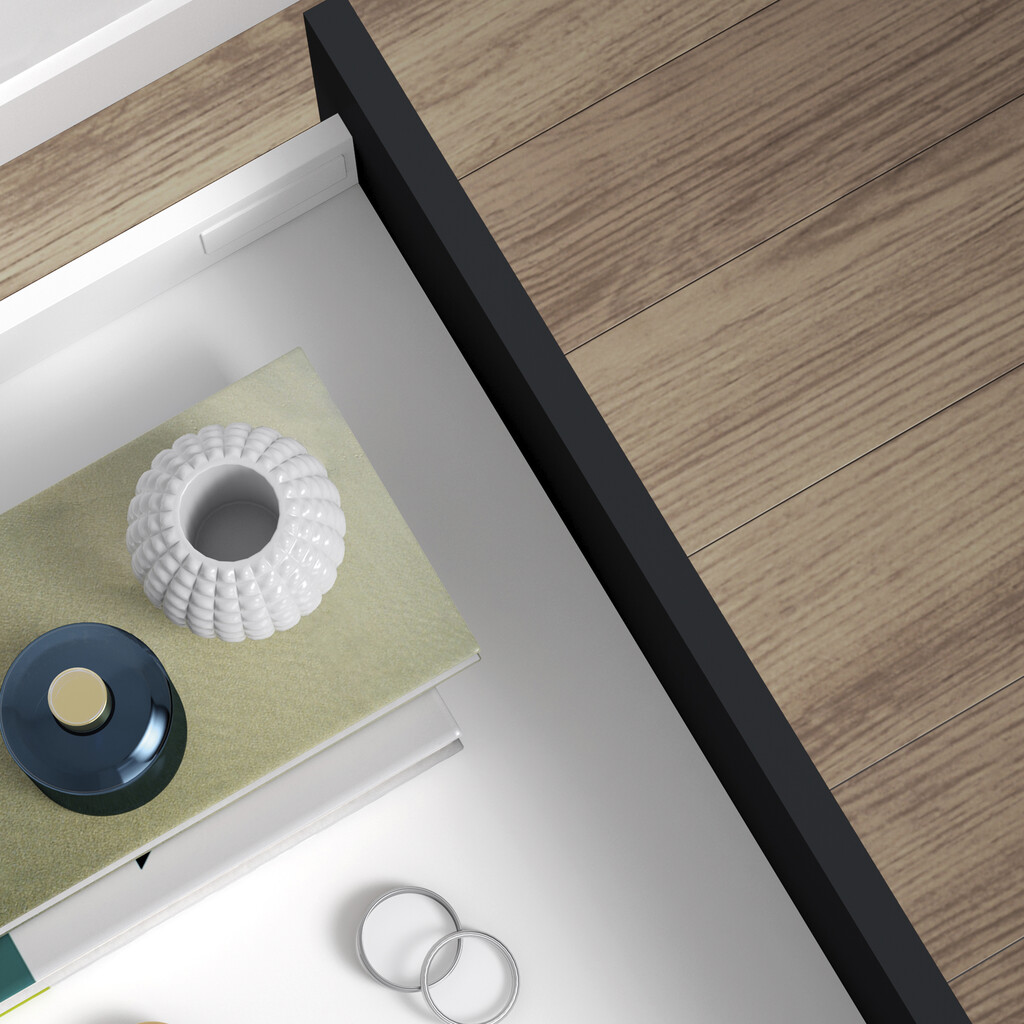 Tiroir extérieur Vertex Push Synchro avec réglages 3D, hauteur 178mm , 40kg, profondeur 500mm, Acier, Peint en blanc-4