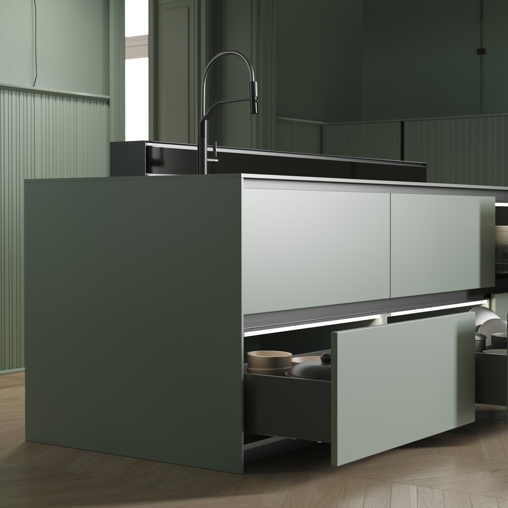 Aussenschublade Vertex mit 3D-Regelung, Höhe 93mm, 60Kg, Tiefe 500mm, Stahl, Anthrazitgrau-2