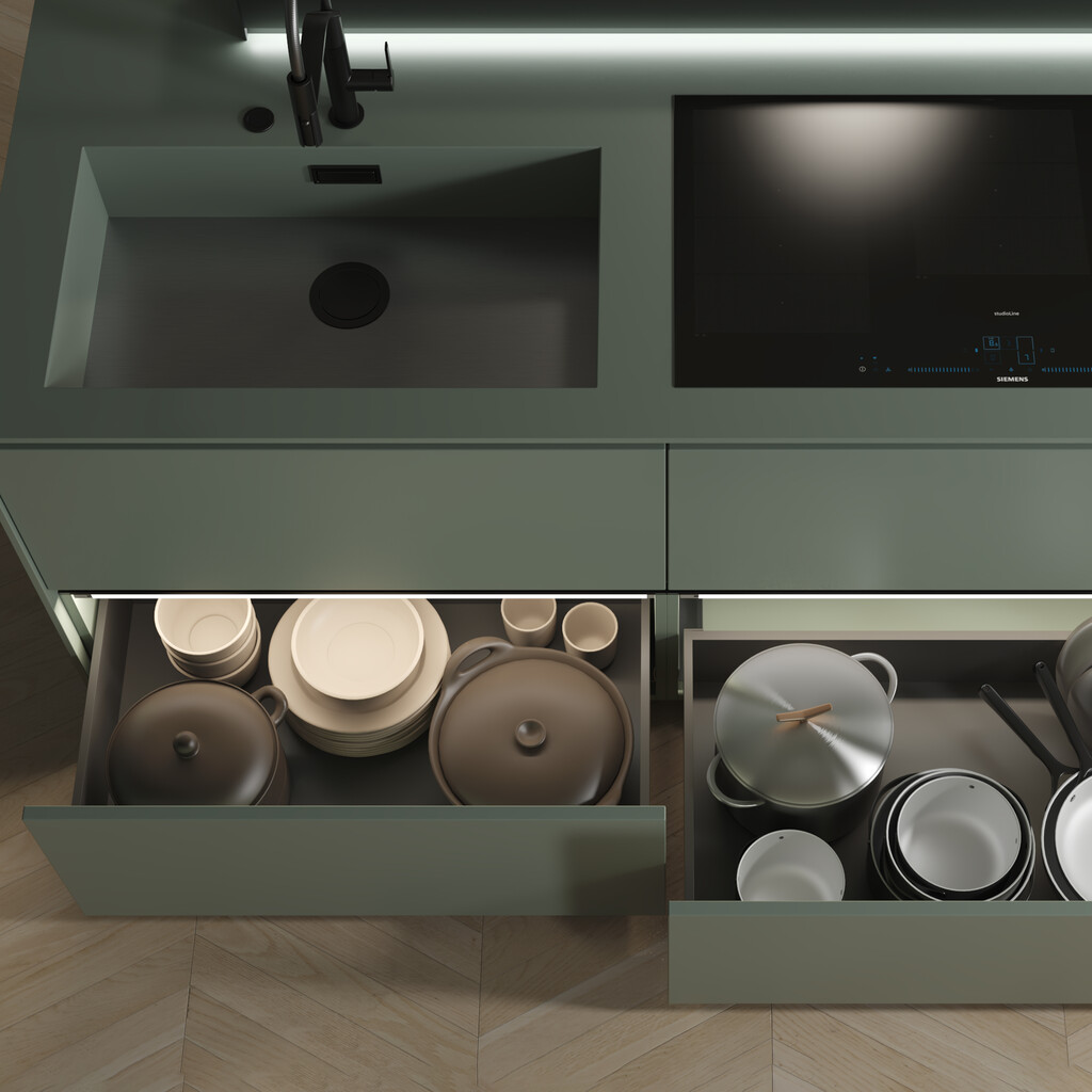 Aussenschublade Vertex mit 3D-Regelung, Höhe 93mm, 60Kg, Tiefe 500mm, Stahl, Anthrazitgrau-3