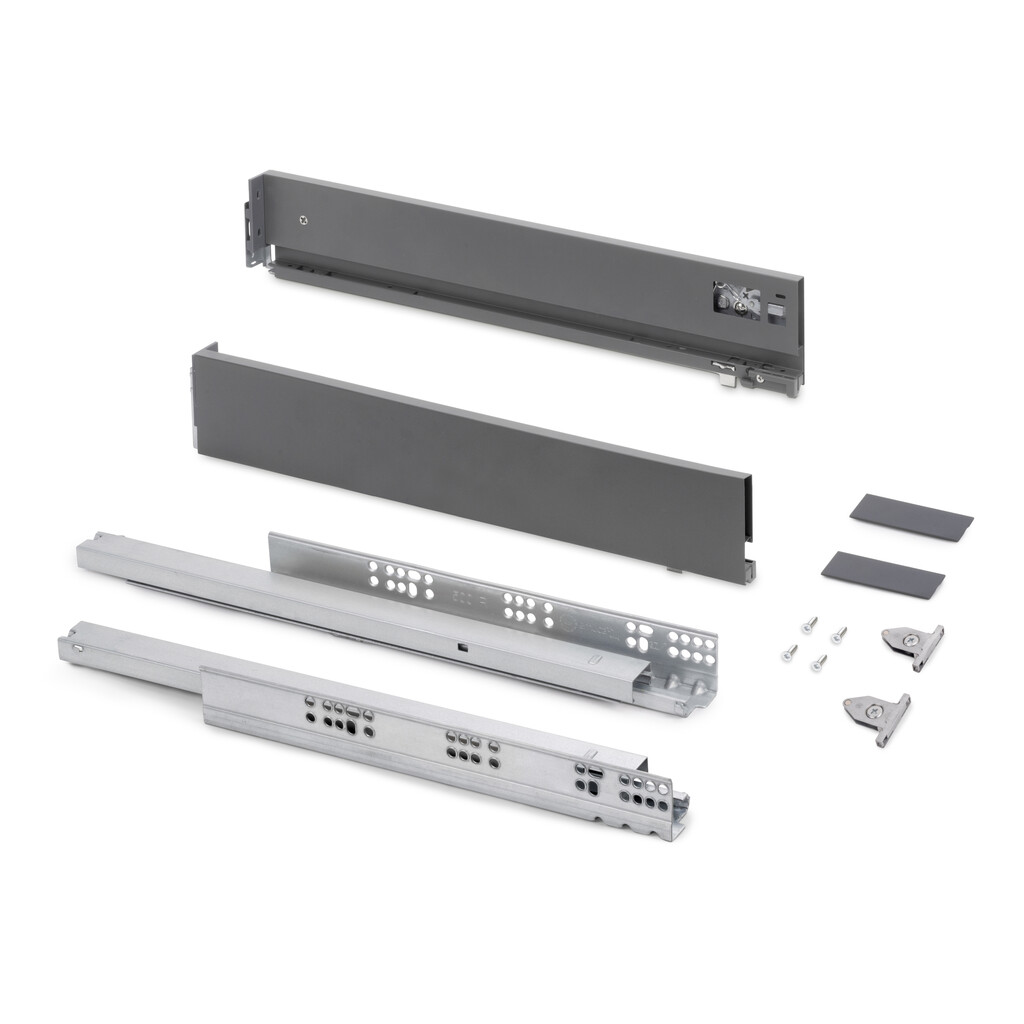 Vertex with 3D regulation External drawer, height 83mm, 40kg, depth 500mm, Steel, Anthracite Grey-Primary