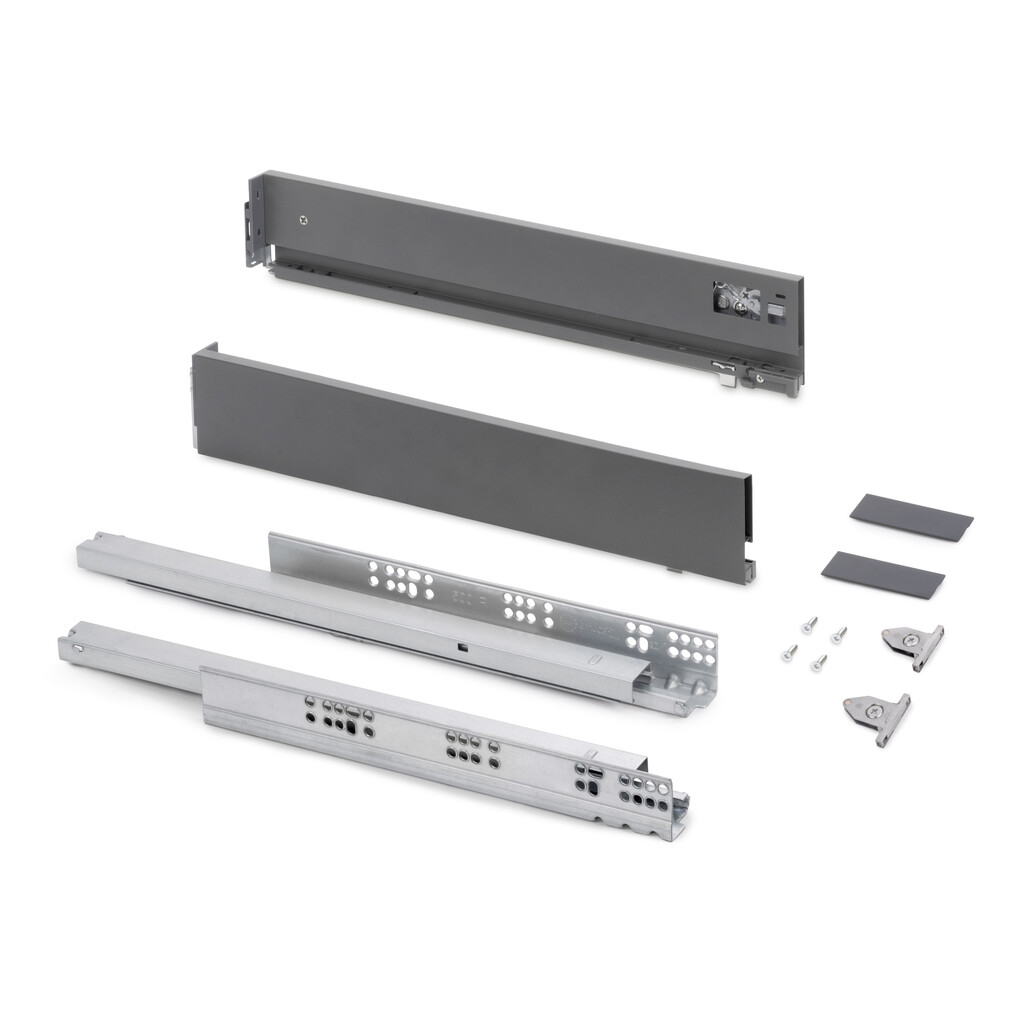 Cajón exterior Vertex con regulación 3D de altura 83mm, 40kg, profundidad 450mm, Acero, Gris antracita-Primary