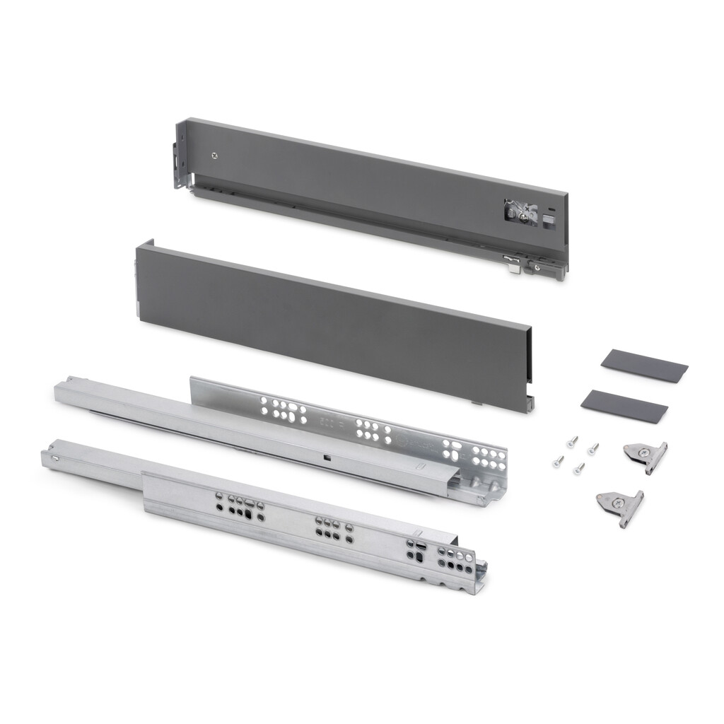 Vertex with 3D regulation External drawer, height 93mm, 40kg, depth 300mm, Steel, Anthracite Grey-Primary
