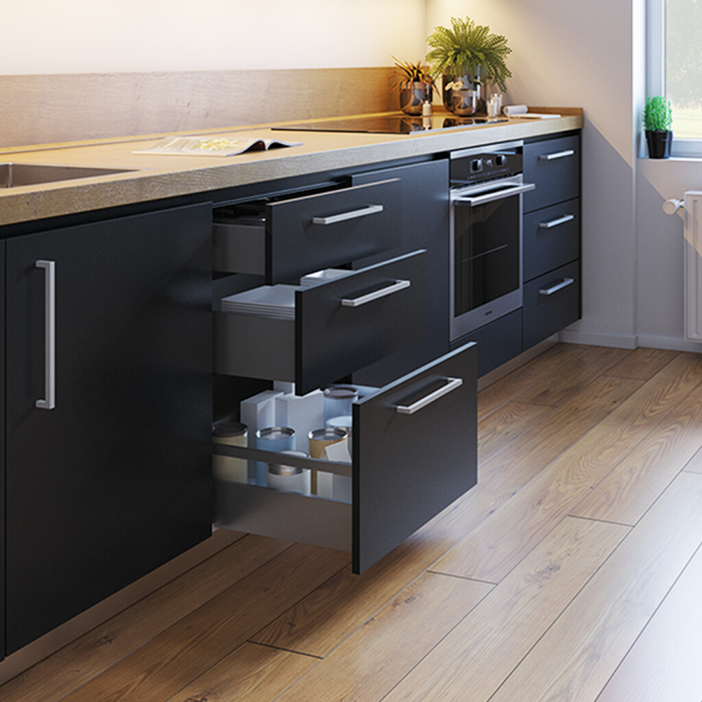Vertex with 3D regulation External drawer, height 93mm, 40kg, depth 300mm, Steel, Anthracite Grey-3