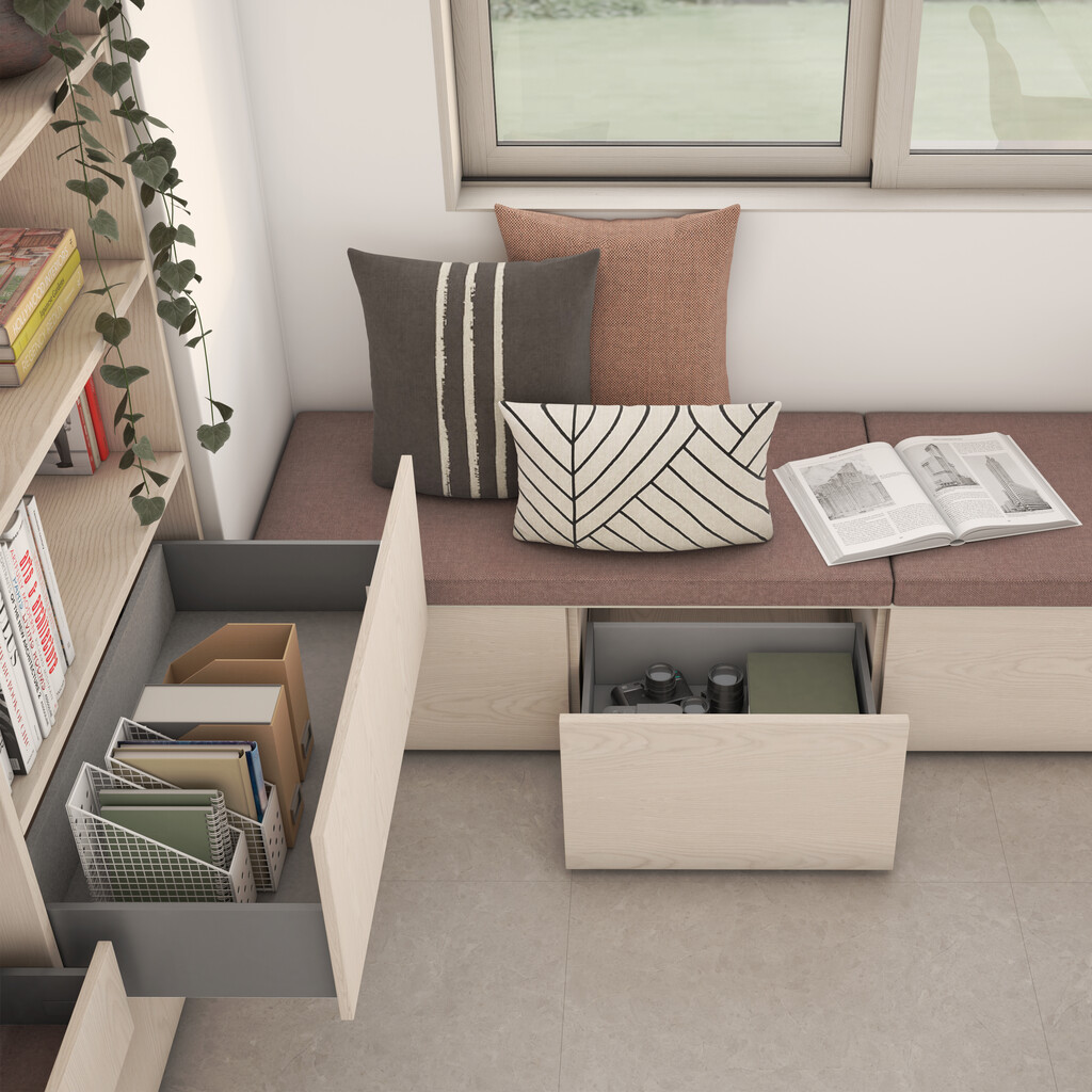 Aussenschublade Vertex mit 3D-Regelung, Höhe 93mm, 40Kg, Tiefe 400mm, Stahl, Grau metallic-3