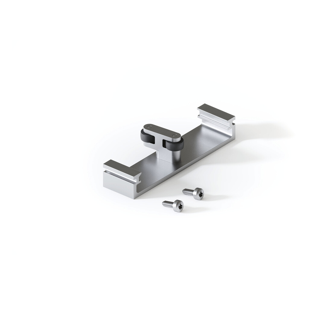 Connector 110 Concepta3 for two sliding doors, for fixed Plinth, Lower position, 110x26mm, Aluminium, Matt anodized-Primary