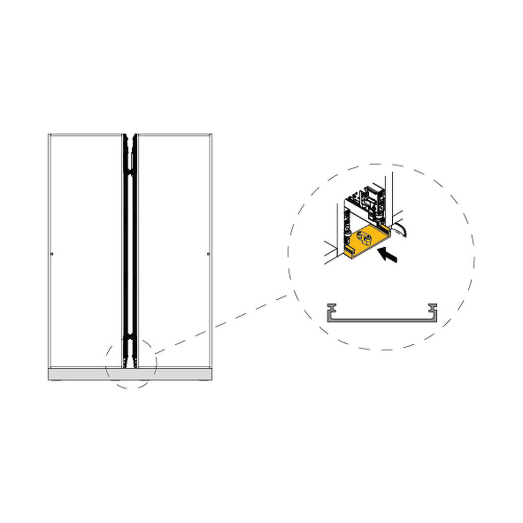 Connector 110 Concepta3 for two sliding doors, for fixed Plinth, Lower position, 110x26mm, Aluminium, Matt anodized-1