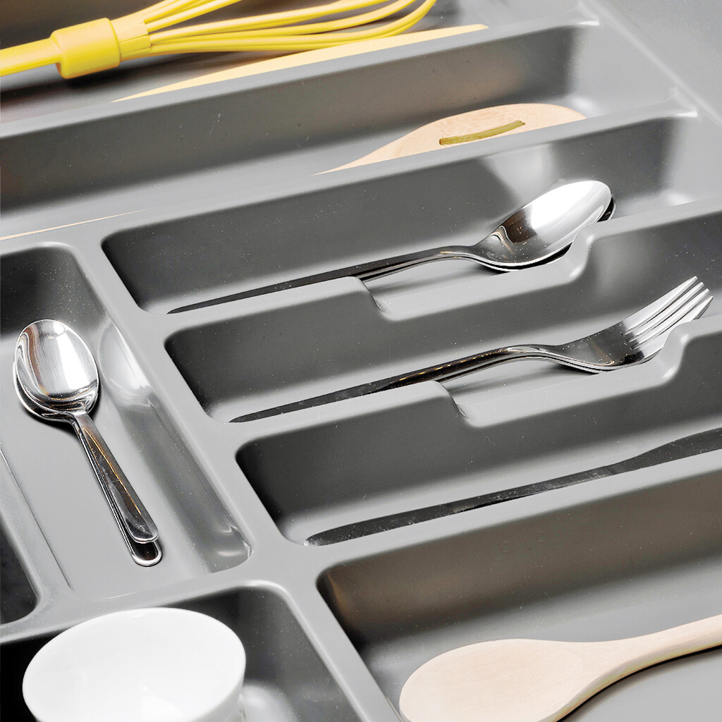 Besteckeinsatz Optima für Universalschublade, Modul 450mm, Kunststoff, Grau-4