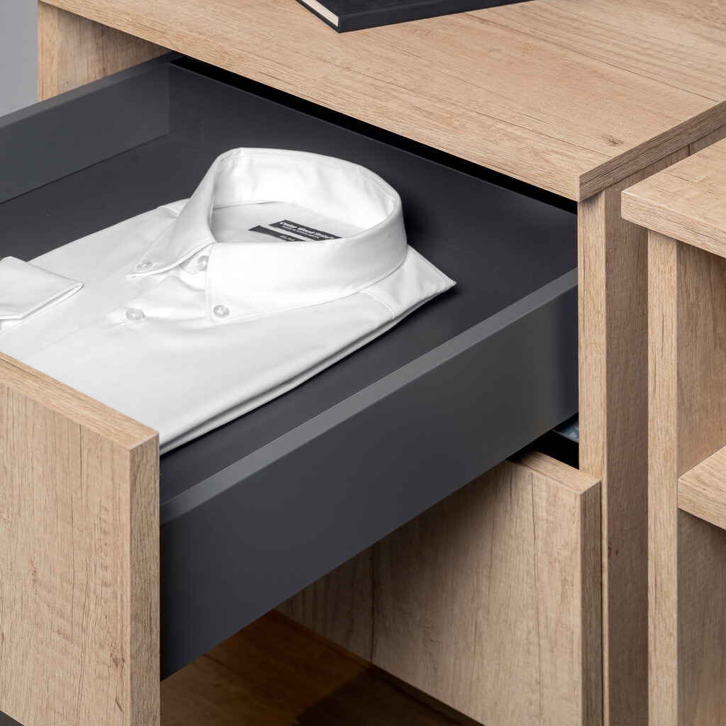 Aussenschublade Vertex mit Push Synchro und 3D-Regelung, 131mm hoch, 40Kg, Tiefe 350mm, Stahl, Anthrazitgrau-3