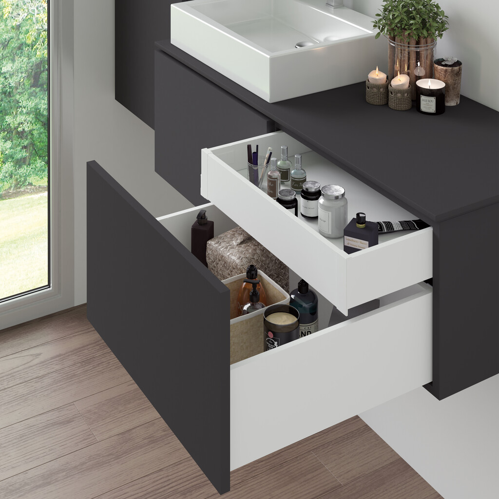 Vertex Push Sincro with 3D regulation External drawer, height 178mm , 40kg, depth 450mm, Steel, White painted-2