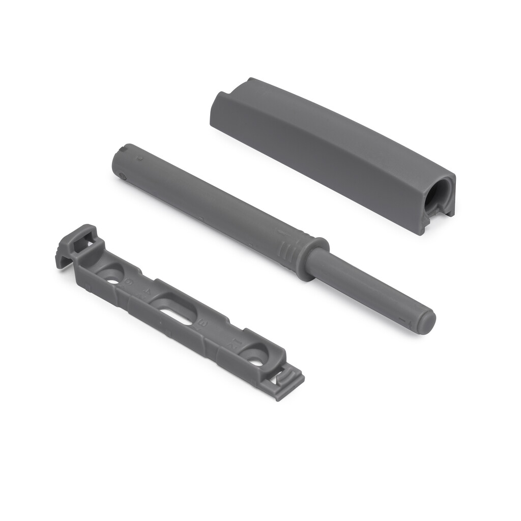 Push-Türschließer Lite zum Schrauben und Montagepositionierer, verstellbar, Länge 80mm, Stoßdämpfer, Kunststoff, Anthrazitgrau-Primary