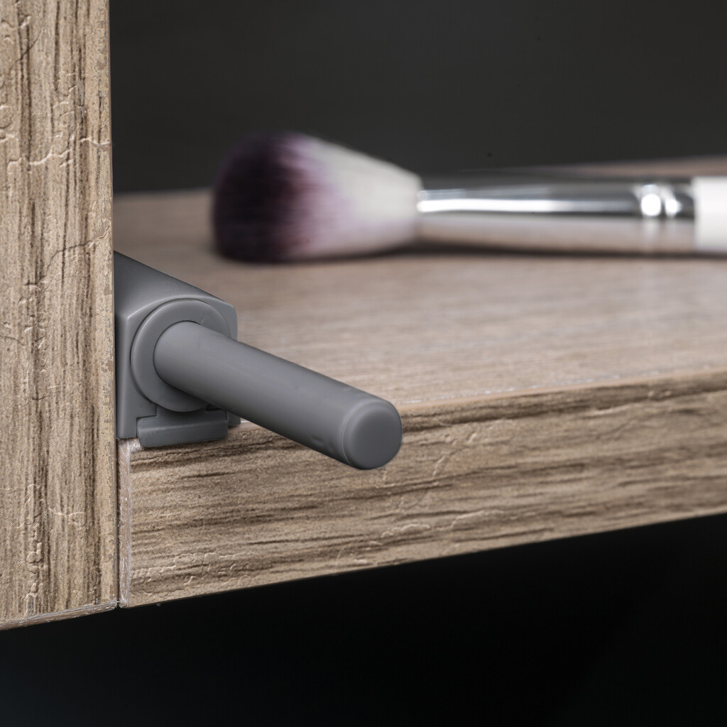 Push-Türschließer Lite zum Schrauben und Montagepositionierer, verstellbar, Länge 80mm, Stoßdämpfer, Kunststoff, Anthrazitgrau-4