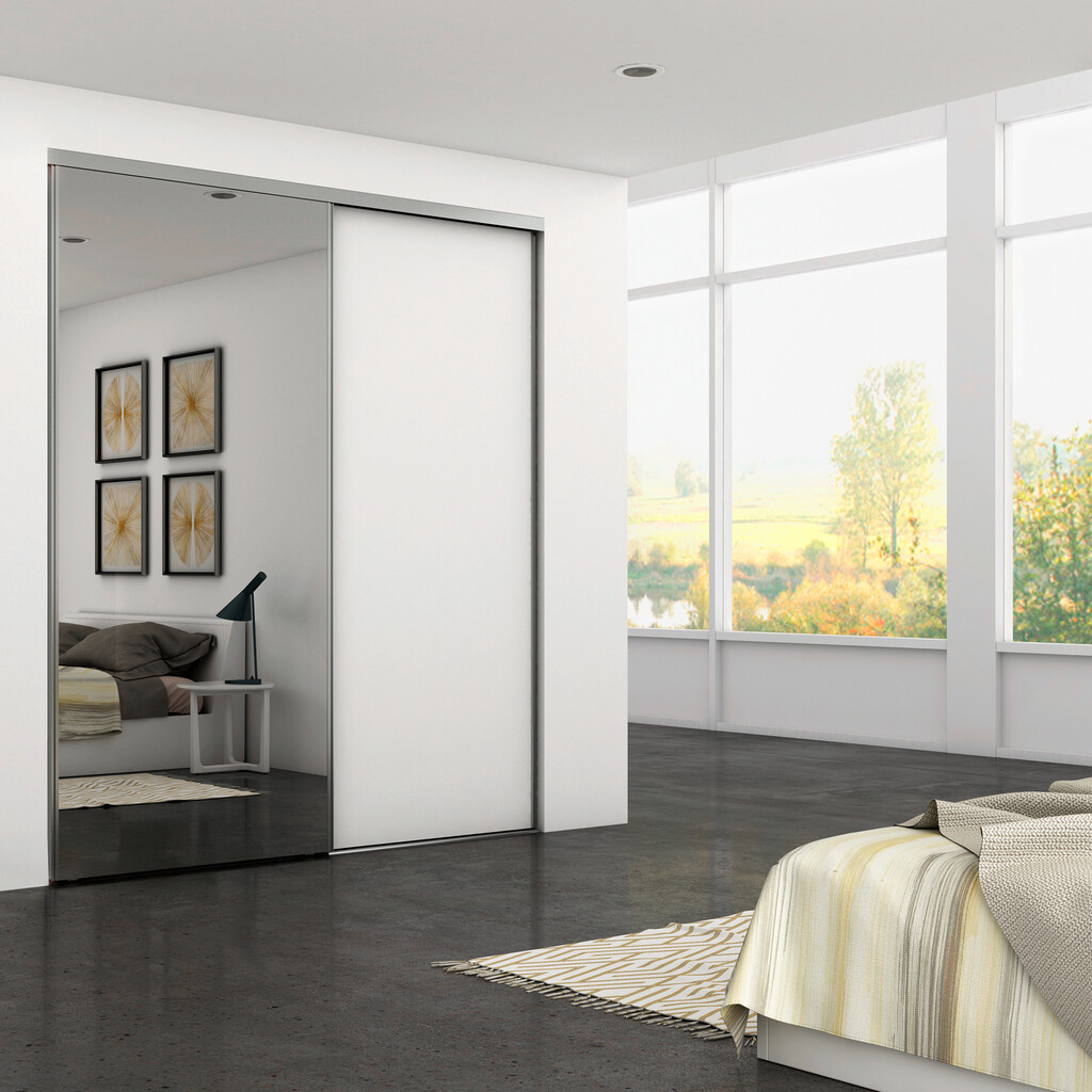 Kit of Fittings kit for 2 sliding door wardrobe and soft closing Placard 74, Handle model Sharp, thickness 19mm, boards not included, Matt anodized-3