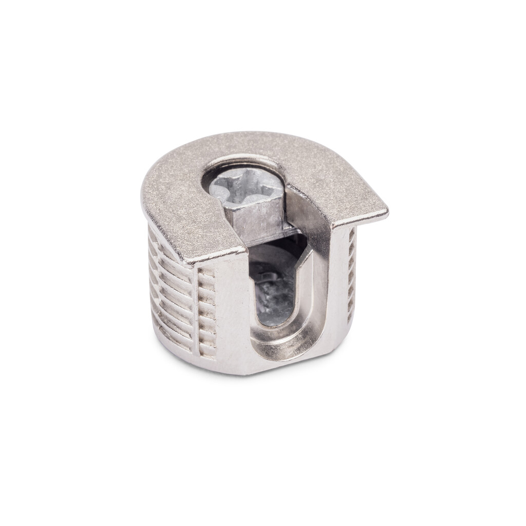 Support for fixing shelves Check 20, with ridge, diameter 20mm, board thickness 19mm, Zamak, Nickel plated-Primary