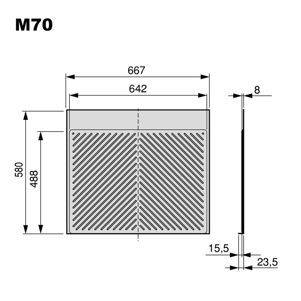 Shelf liner for kitchen cabinets Sink, M70, 667x580mm, thickness of board 16mm, cuttable, Plastic, Anthracite grey-1