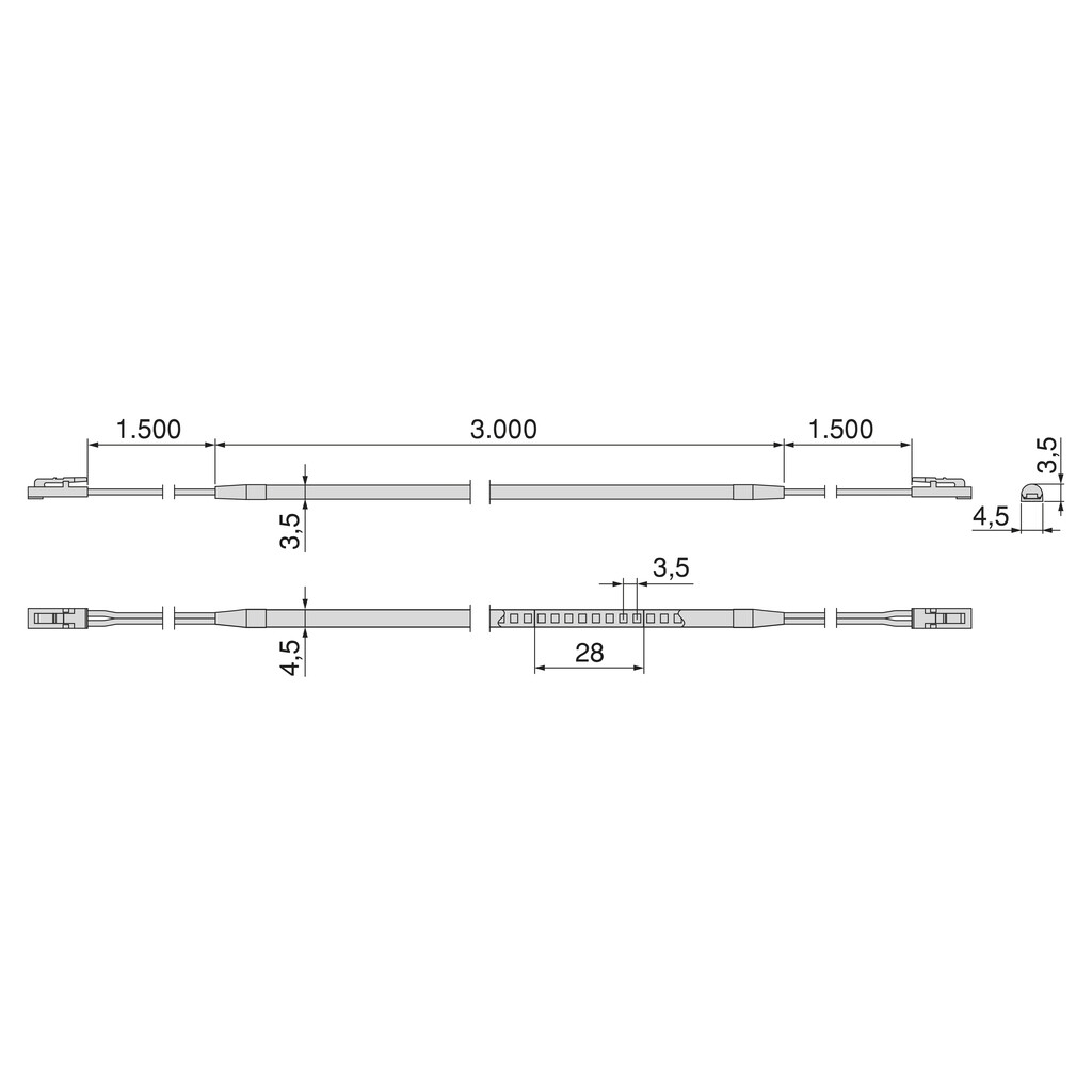 Lynx Premium Mini SOB LED strip, 7,2 W/m, IP65 (24V DC), length 5.000mm, Warm White light 2.700K, Plastic-1