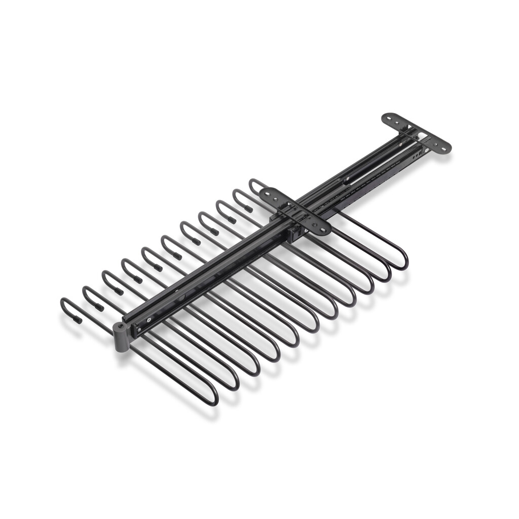 Pull-out trouser rack, 11 rods, full extraction guides, Steel, Titanium-8