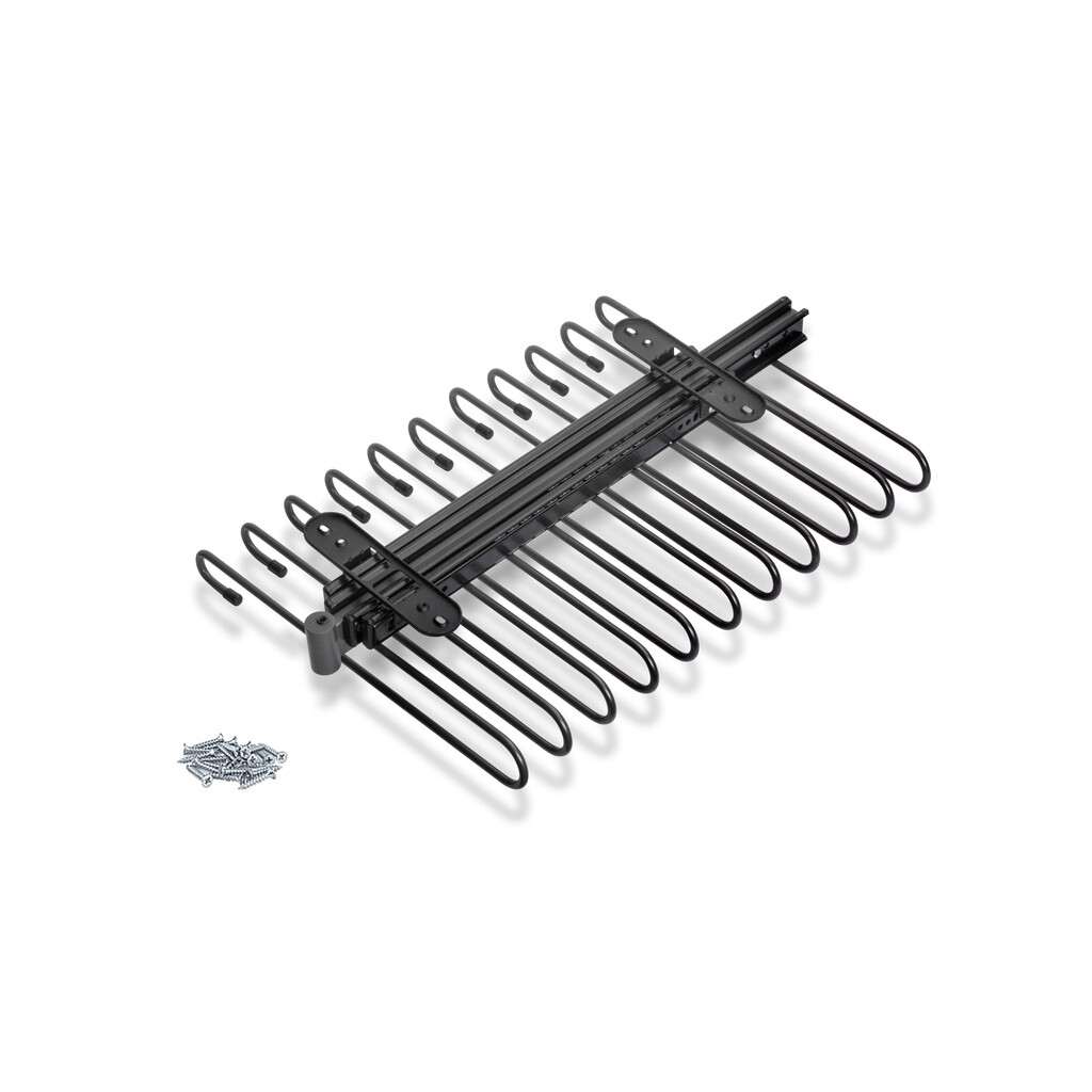 Pull-out trouser rack, 11 rods, full extraction guides, Steel, Titanium-Primary