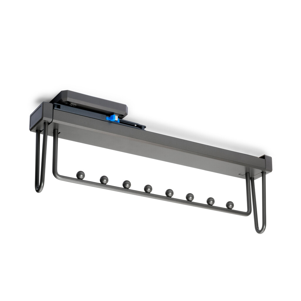 Quartz extractable hanger for wardrobe, Plastic and Aluminium, Titanium-Primary