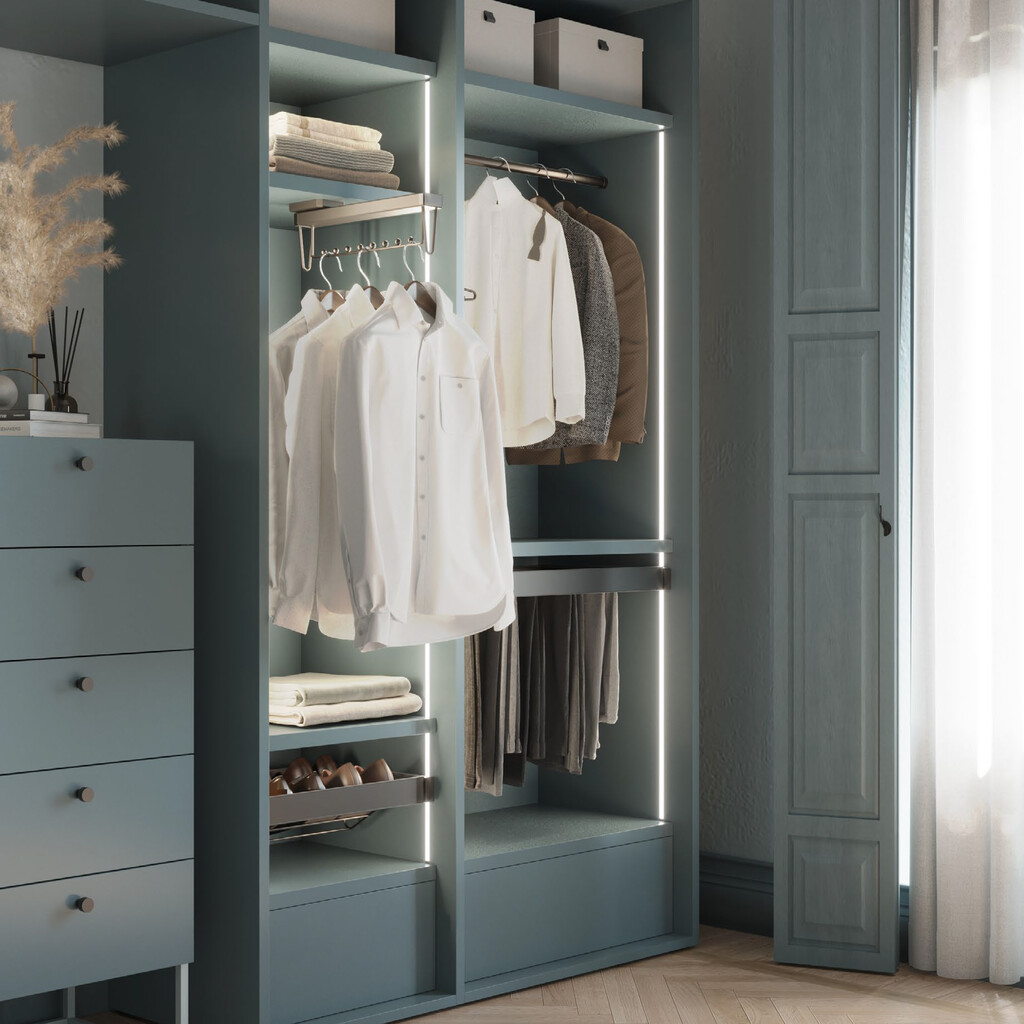 Quartz extractable hanger for wardrobe, Plastic and Aluminium, Titanium-3