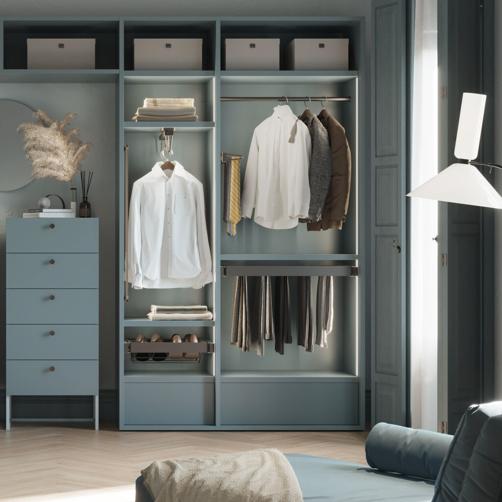 Quartz extractable hanger for wardrobe, Plastic and Aluminium, Titanium-4