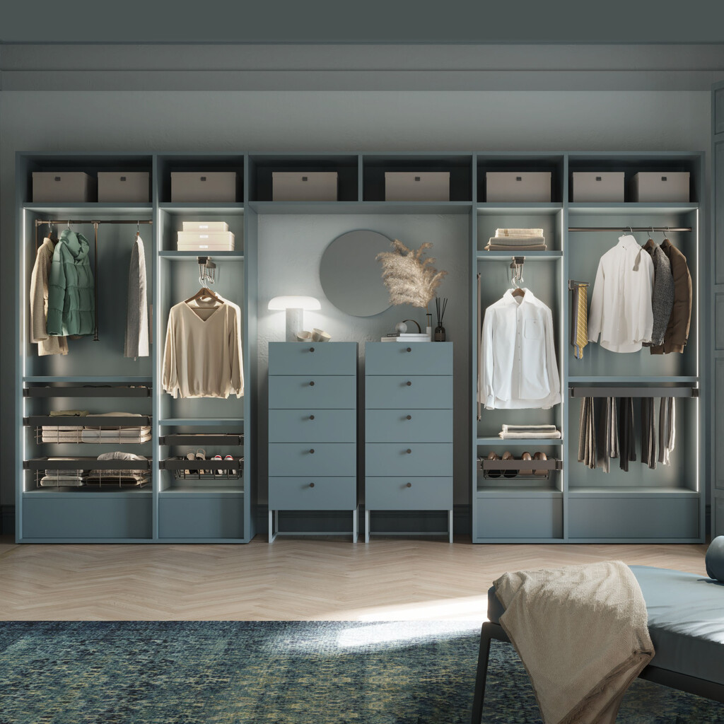 Quartz extractable hanger for wardrobe, Plastic and Aluminium, Titanium-5