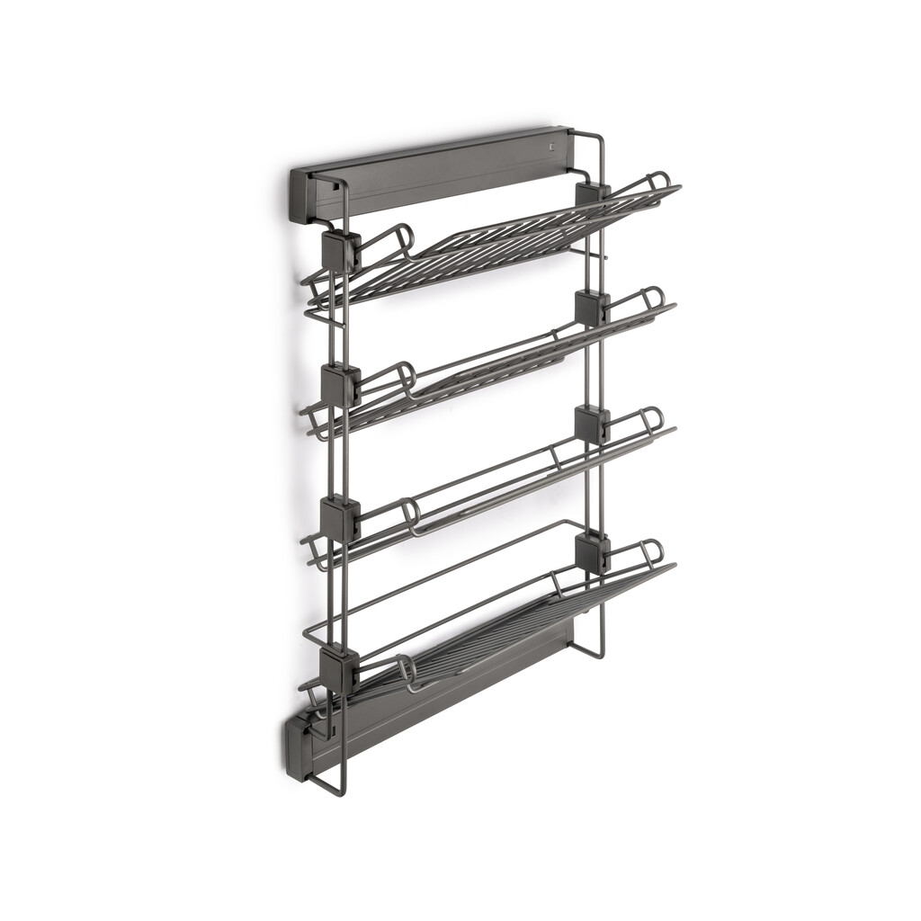 Pull-out lateral shoe rack Quartz, Left, Steel, Titanium-Primary