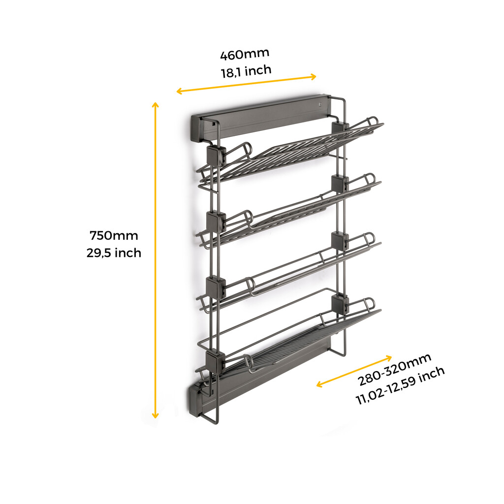 Pull-out lateral shoe rack Quartz, Left, Steel, Titanium-2