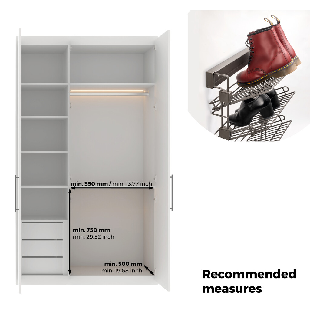 Porte-chaussures latéral coulissant pour placards et dressing Quartz, Gauche, Acier, Titane-10