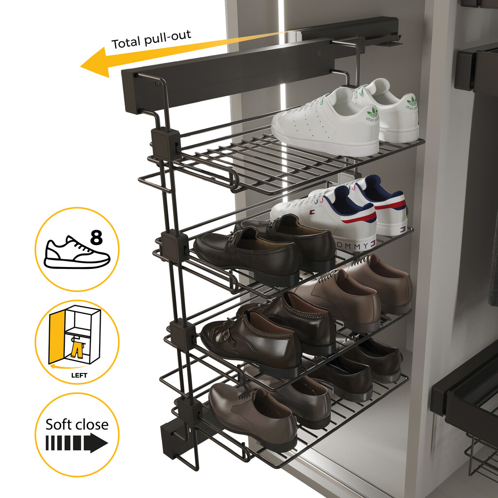 Moka pull out lateral shoe rack | Emuca