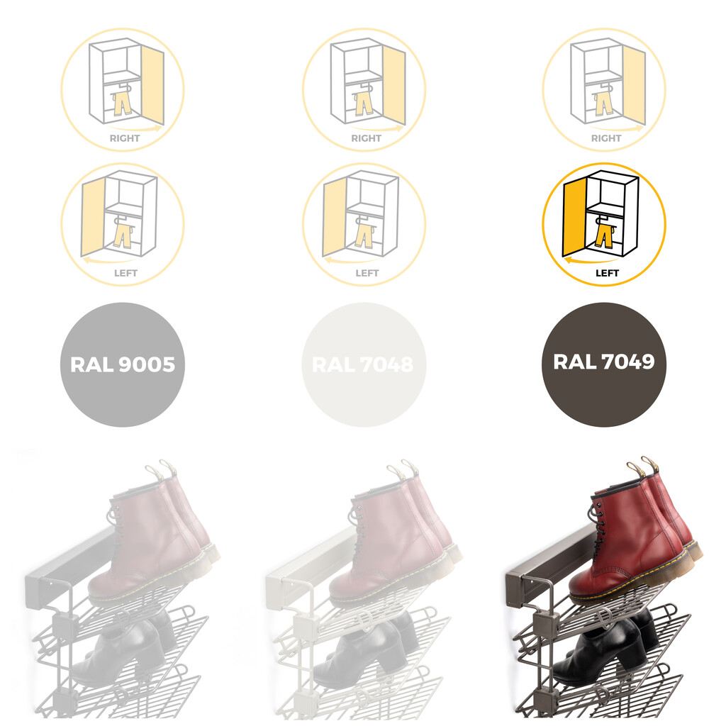 Porte-chaussures latéral coulissant pour placards et dressing Quartz, Gauche, Acier, Titane-12