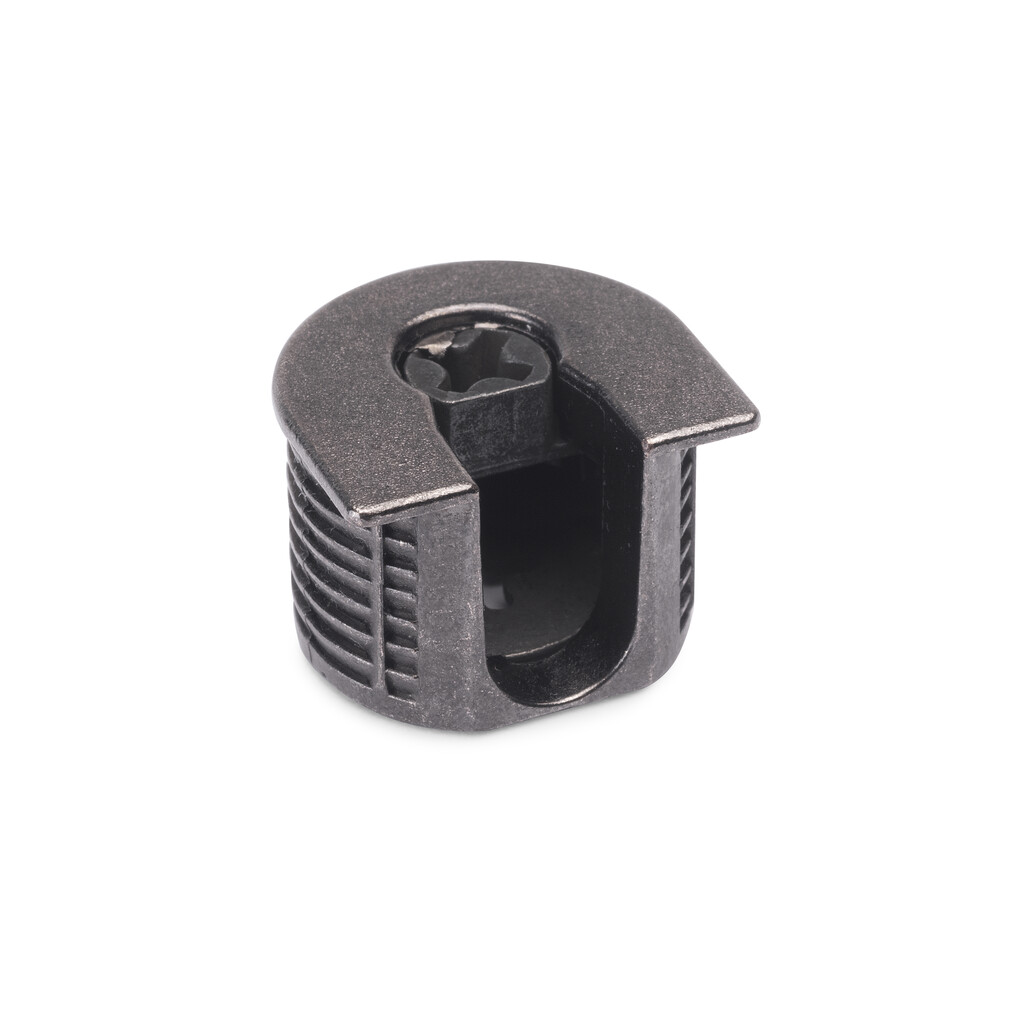 Support for fixing shelves Check 20, without ridge, diameter 20mm, board thickness 19mm, Zamak, Black oxide-Primary