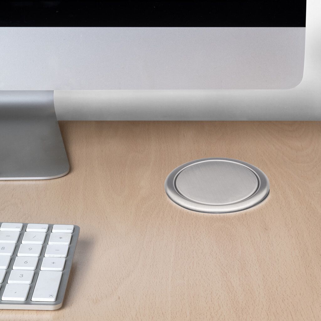 Multiconnettore estraibile Vertikal Push 60, diametro 60 mm, 3 prese Schuko, 1 USB tipo A, 1 USB tipo C, Acciaio e Tecnoplastica, Acciaio inossidabile-11