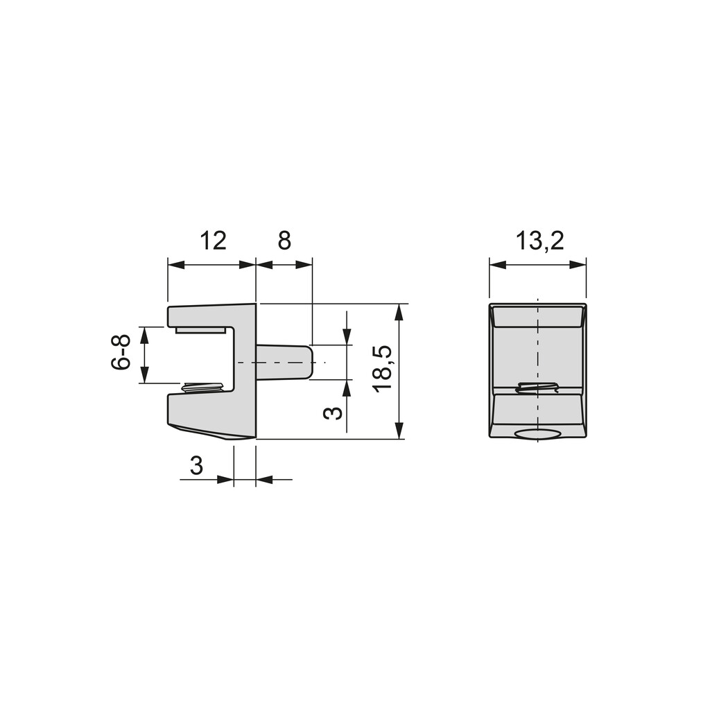 Soporte para estante de cristal Evo, diámetro 3mm, Plástico y Zamak, Negro óxido-1