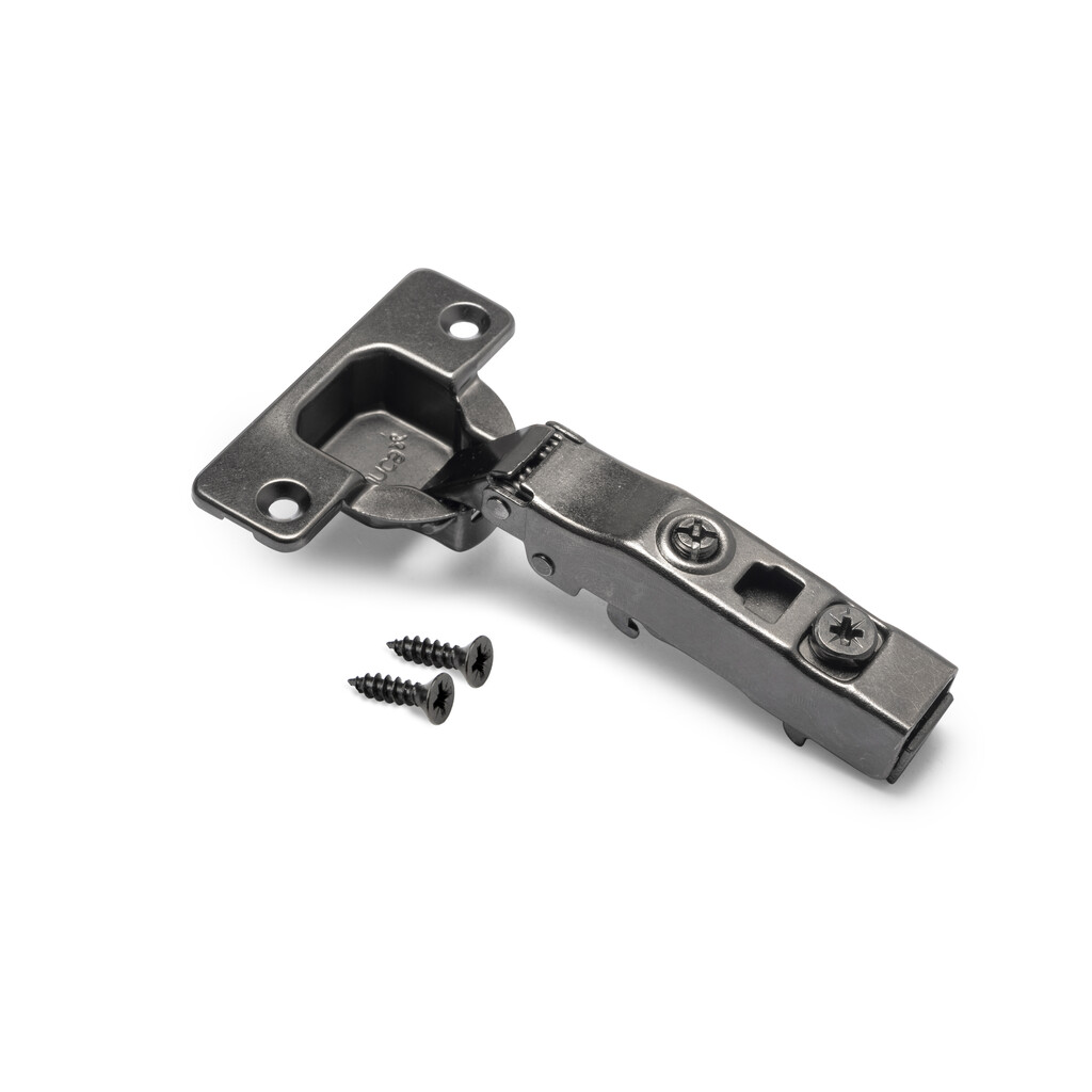 X91 full Overlay hinge with soft closing, Screw-on, Steel, Titanium-Primary